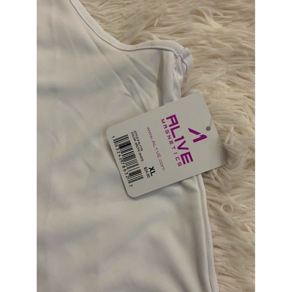 Women’s Tank Top Size XL ALIVE MAGNETICS White Racerback - Picture 7 of 9